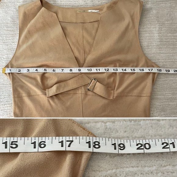 Max Studio Golden Yellow Womens Sleeveless Top Sz M Microfiber Faux Suede - Picture 10 of 12